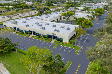 Aerial view of the Boca Recovery Center facility and parking lot in Boca Raton.