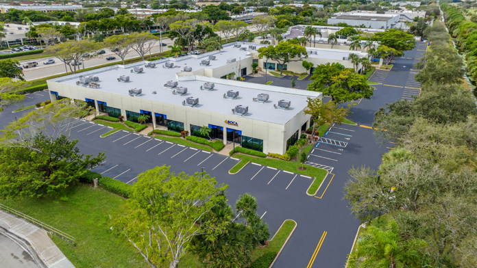 Aerial view of the Boca Recovery Center facility and parking lot in Boca Raton.