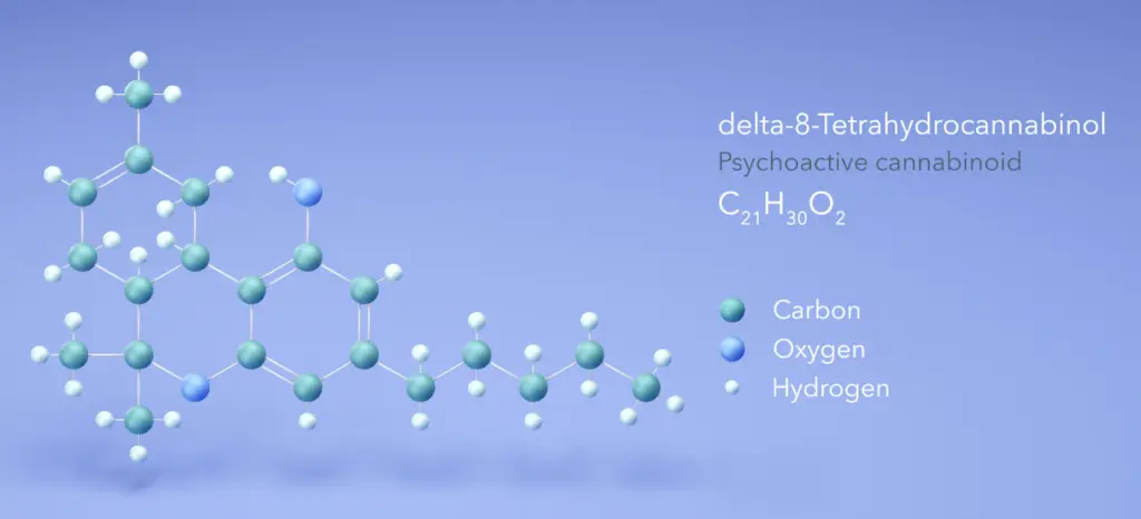 an image showing the chemical structure of delta 8 THC