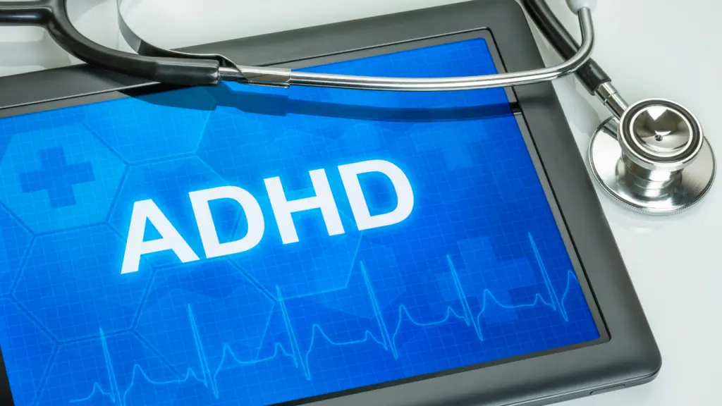 medical tablet with ADHD in bold text on the screen