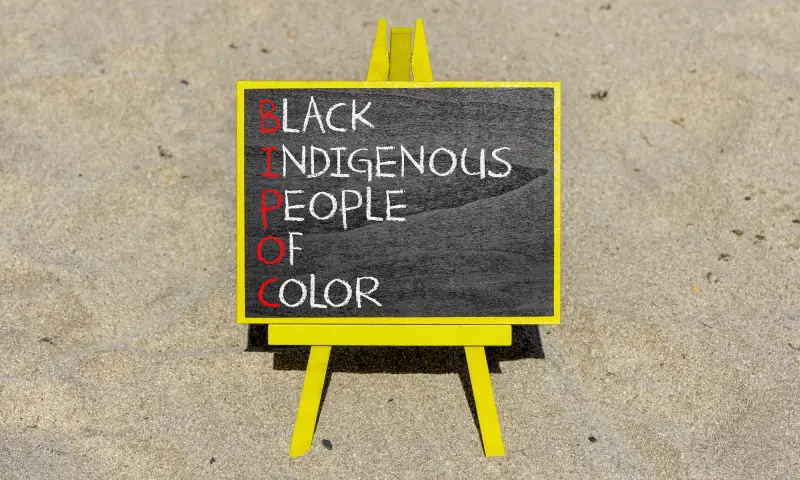 A whiteboard explaining the definition of BIPOC (black indigenous people of color)