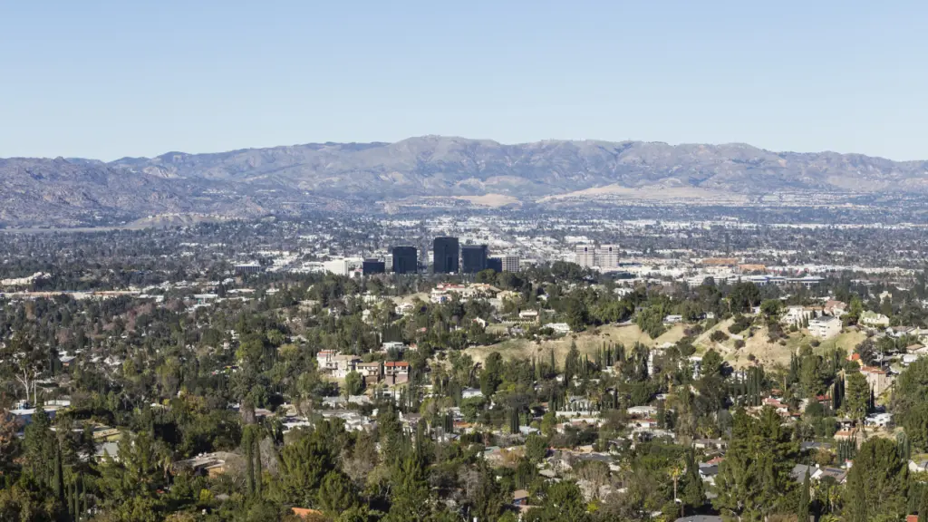 Distant view of the town of Woodland Hills, California