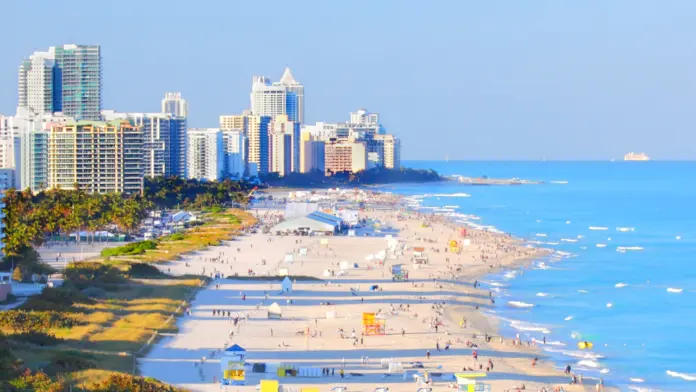 A view o f south beach in Miami, Florida