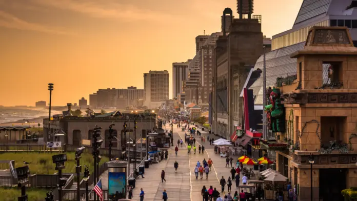 A view of the Atlantic City boardwalk in New Jersey