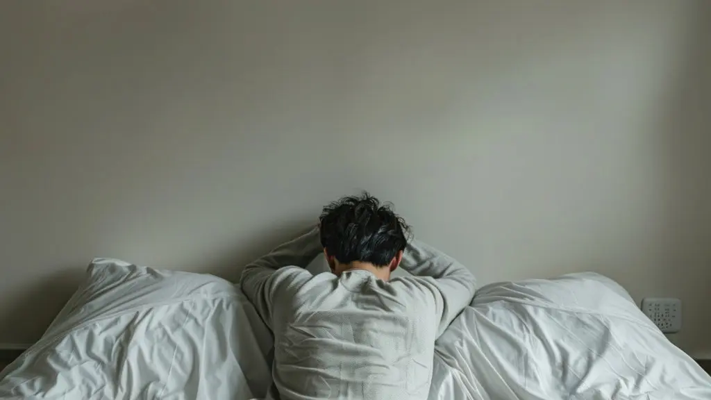 A person lies in bed, suffering from alcohol withdrawal symptoms and side effects