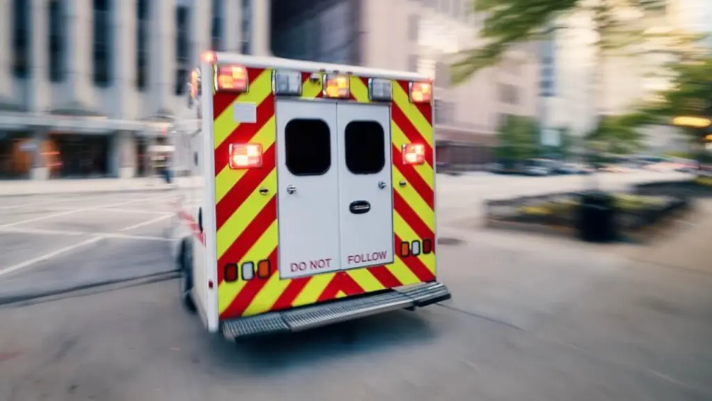 An ambulance rushes to the hospital. Learn more about xylazine polysubstance abuse here.